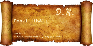 Deáki Mihály névjegykártya